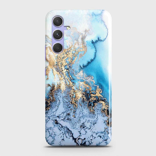 Samsung Galaxy A34 5G Cover - Trendy Golden & Blue Ocean Marble Printed Hard Case with Life Time Colors Guarantee (Fast Delivery)(FS)