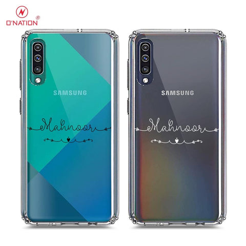 Samsung Galaxy A50 Cover - Personalised Name Series - 8 Designs - Clear Phone Case - Soft Silicon Borders