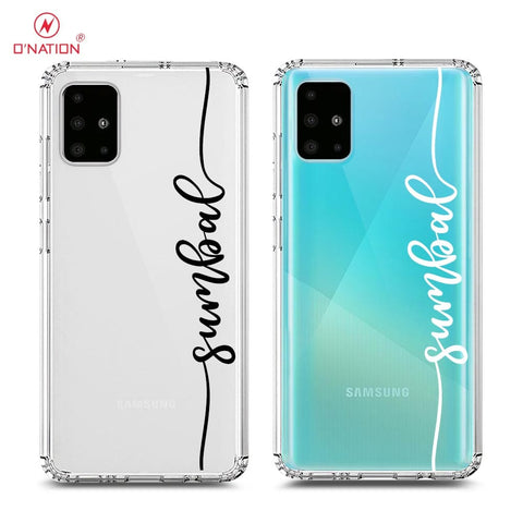 Samsung Galaxy A71 Cover - Personalised Name Series - 8 Designs - Clear Phone Case - Soft Silicon Borders