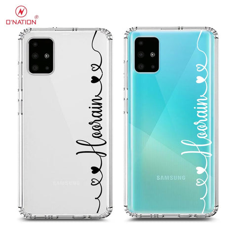 Samsung Galaxy A71 Cover - Personalised Name Series - 8 Designs - Clear Phone Case - Soft Silicon Borders
