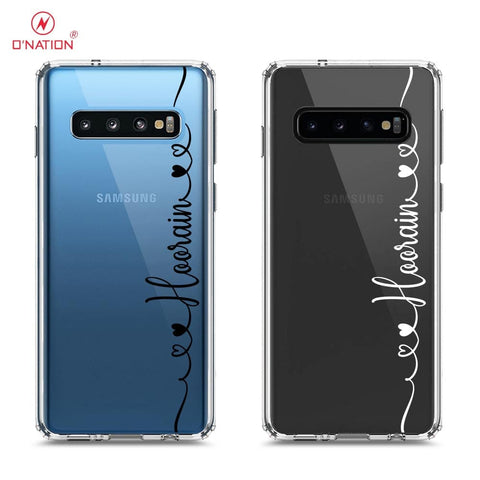 Samsung Galaxy S10 Plus Cover - Personalised Name Series - 8 Designs - Clear Phone Case - Soft Silicon Borders