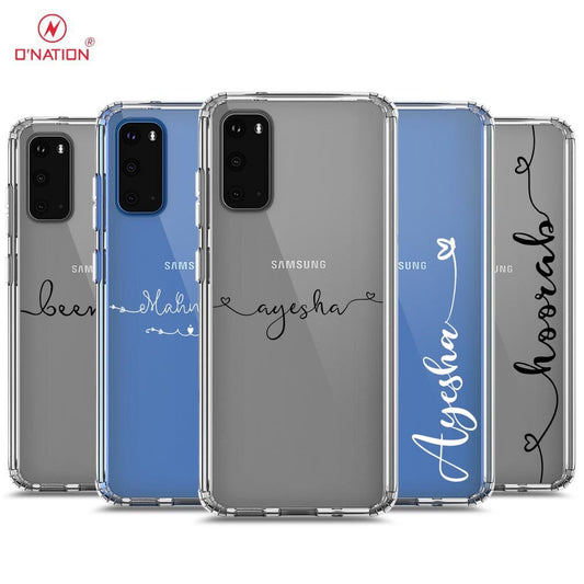 Samsung Galaxy S20 Cover - Personalised Name Series - 8 Designs - Clear Phone Case - Soft Silicon Borders