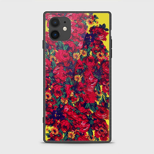 iPhone 11 Cover - Floral Series - HQ Ultra Shine Premium Infinity Glass Soft Silicon Borders Casee