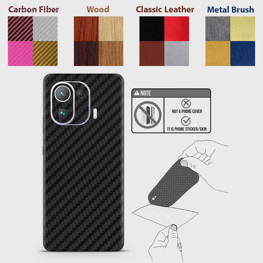 Xiaomi Mi 11 Pro Back Skins - Material Series - Glitter, Leather, Wood, Carbon Fiber etc - Only Back No Sides