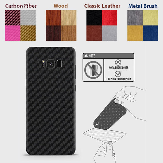 Samsung Galaxy S8 Plus Back Skins - Material Series - Glitter, Leather, Wood, Carbon Fiber etc - Only Back No Sides