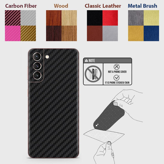 Samsung Galaxy S21 FE 5G Back Skins - Material Series - Glitter, Leather, Wood, Carbon Fiber etc - Only Back No Sides