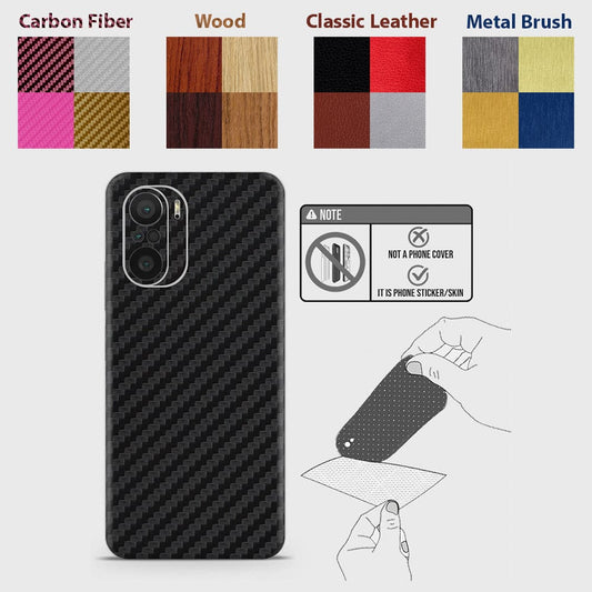 Xiaomi Poco F3 Back Skins - Material Series - Glitter, Leather, Wood, Carbon Fiber etc - Only Back No Sides