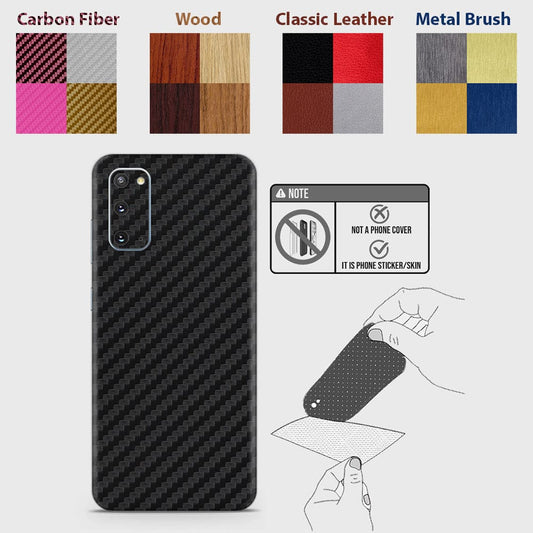 Samsung Galaxy S20 Back Skins - Material Series - Glitter, Leather, Wood, Carbon Fiber etc - Only Back No Sides