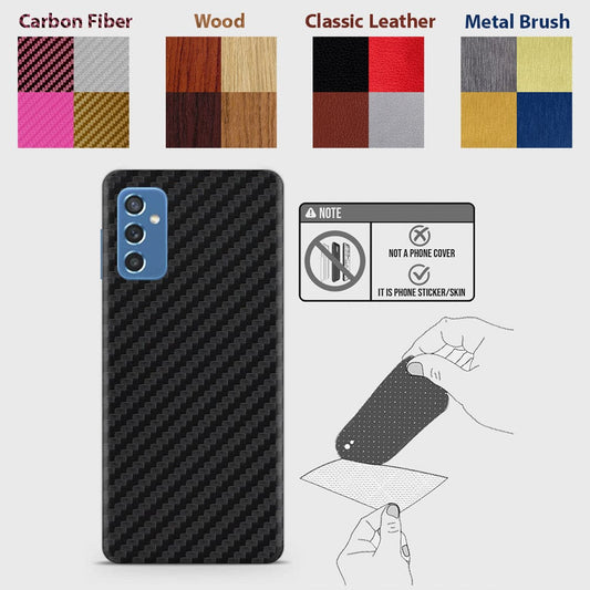 Samsung Galaxy M52 5G Back Skins - Material Series - Glitter, Leather, Wood, Carbon Fiber etc - Only Back No Sides