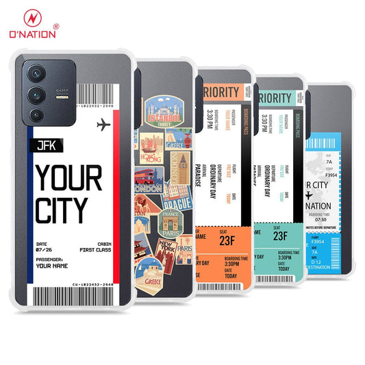 Vivo V23 5G Cover - Personalised Boarding Pass Ticket Series - 5 Designs - Clear Phone Case - Soft Silicon Borders