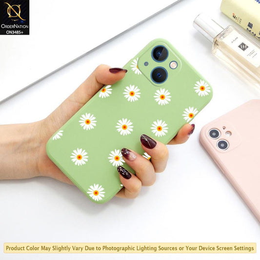 iPhone 13 Mini Cover - ONation Daisy Series - HQ Liquid Silicone Elegant Colors Camera Protection Soft Case