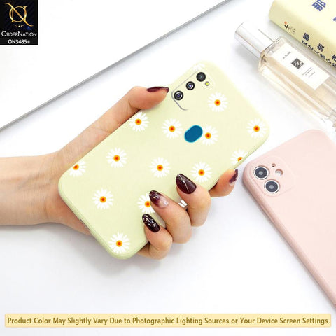 Samsung Galaxy M21 Cover - ONation Daisy Series - HQ Liquid Silicone Elegant Colors Camera Protection Soft Case