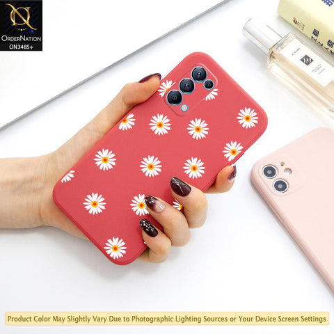 Oppo Reno 4 5G Cover - ONation Daisy Series - HQ Liquid Silicone Elegant Colors Camera Protection Soft Case
