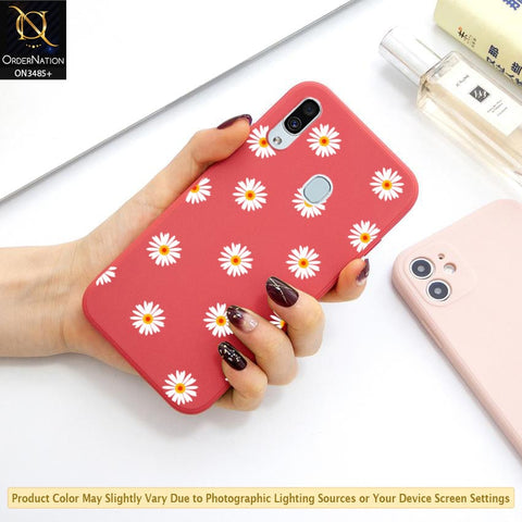 Samsung Galaxy A20 Cover - ONation Daisy Series - HQ Liquid Silicone Elegant Colors Camera Protection Soft Case