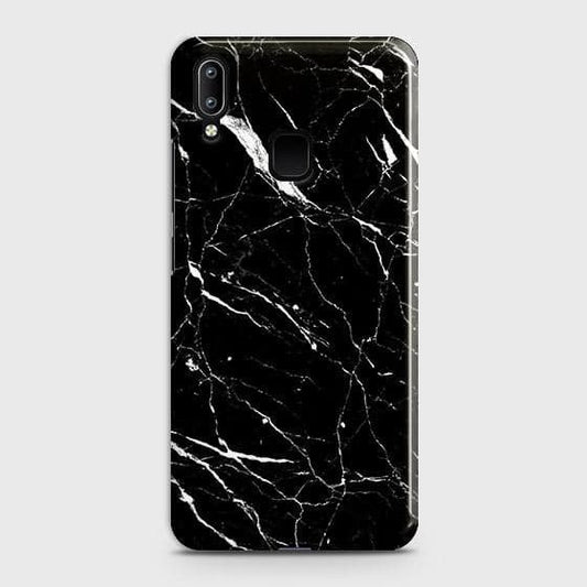 Vivo Y93 Cover - Trendy Black Marble Printed Hard Case with Life Time Colors Guarantee