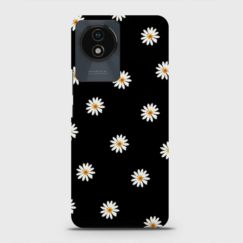 Vivo Y11 2023 Cover White Bloom Flowers with Black Background