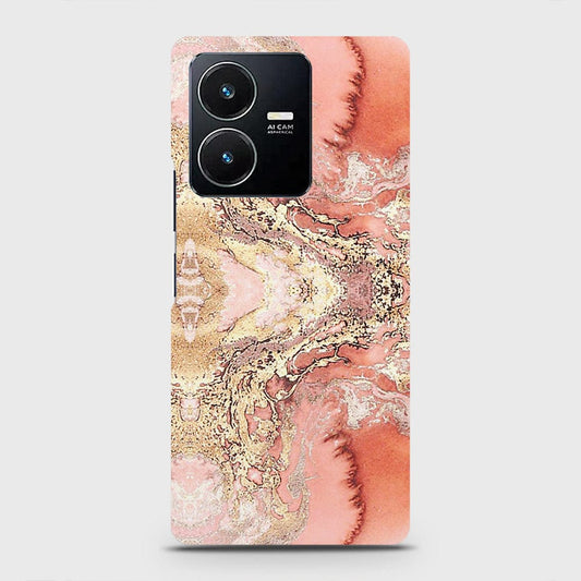 Vivo Y22 Cover - Trendy Chic Rose Gold Marble Printed Hard Case with Life Time Colors Guarantee