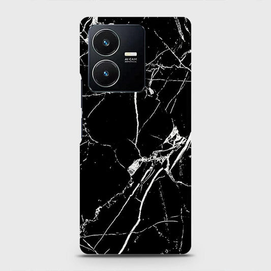Vivo Y22s Cover - Black Modern Classic Marble Printed Hard Case with Life Time Colors Guarantee