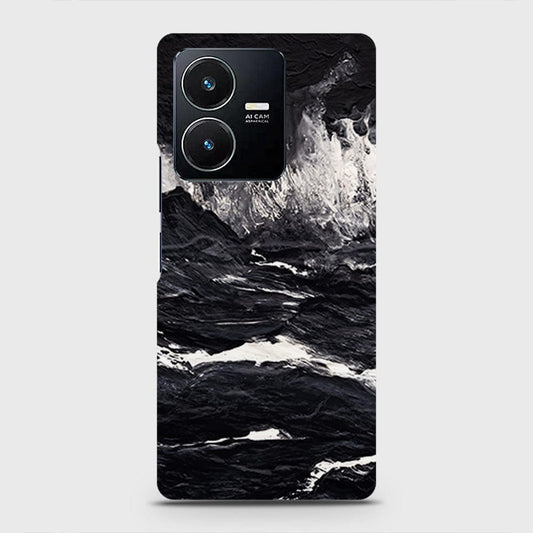 Vivo Y22s Cover - Black Ocean Marble Trendy Printed Hard Case with Life Time Colors Guarantee