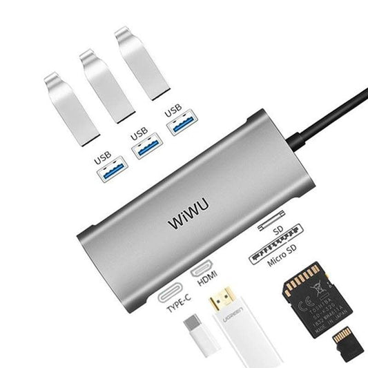 WIWU A11312H 11 In 1 Multi USB 3.0 Hub For MacBook Pro USB Adapter Dock Charging Type-C Hub HDMI RJ45 VGA USB Splitter 3.0 USB C Hub