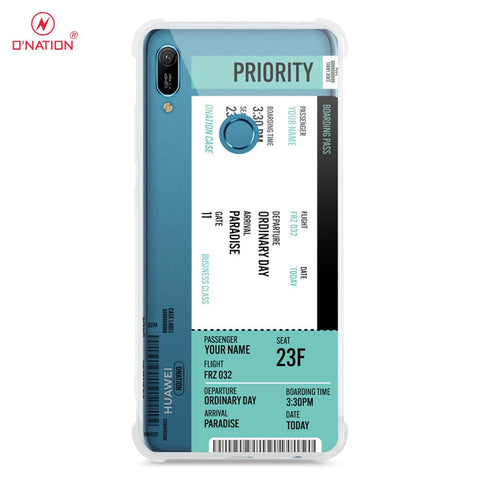 Huawei Y6 2019 / Y6 Prime 2019 Cover - Personalised Boarding Pass Ticket Series - 5 Designs - Clear Phone Case - Soft Silicon Borders