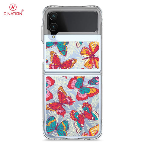 Samsung Galaxy Z Flip 4 5G Cover - O'Nation Butterfly Dreams Series - 9 Designs - Clear Phone Case - Soft Silicon Borders