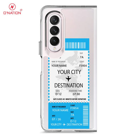 Samsung Galaxy Z Fold 3 5G Cover - Personalised Boarding Pass Ticket Series - 5 Designs - Clear Phone Case - Soft Silicon Borders