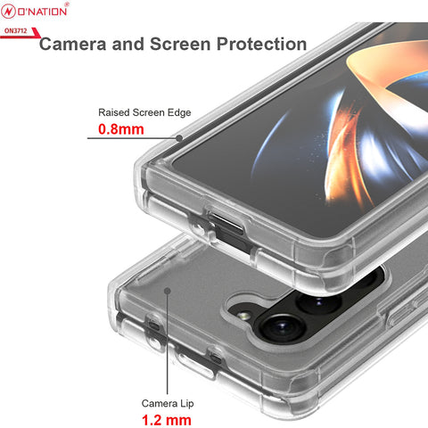 Samsung Galaxy Z Fold 5 5G Cover - White - ONation Matte Series - Premium Quality Matte Clear Case No Yellowing Back With Smart Shockproof Cushions
