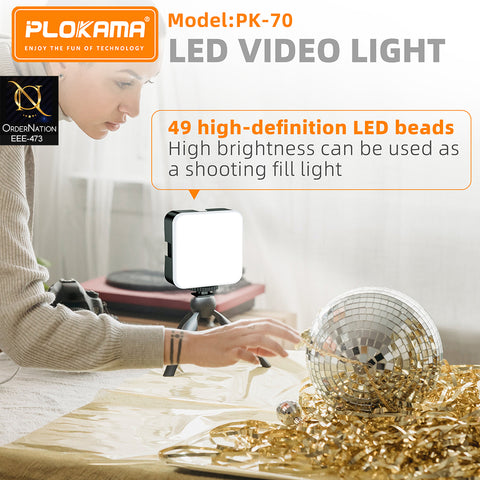 Plokama PK-70 Portable Mini LED Video Light for Vlogging & Photography (Without Cell)