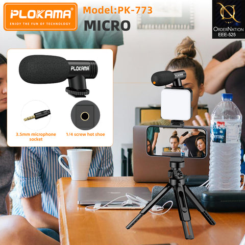 Plokama PK-773 Video Making Kit G Portable LED Fill Light with Microphone, Tripod & Universal Smartphone Holder