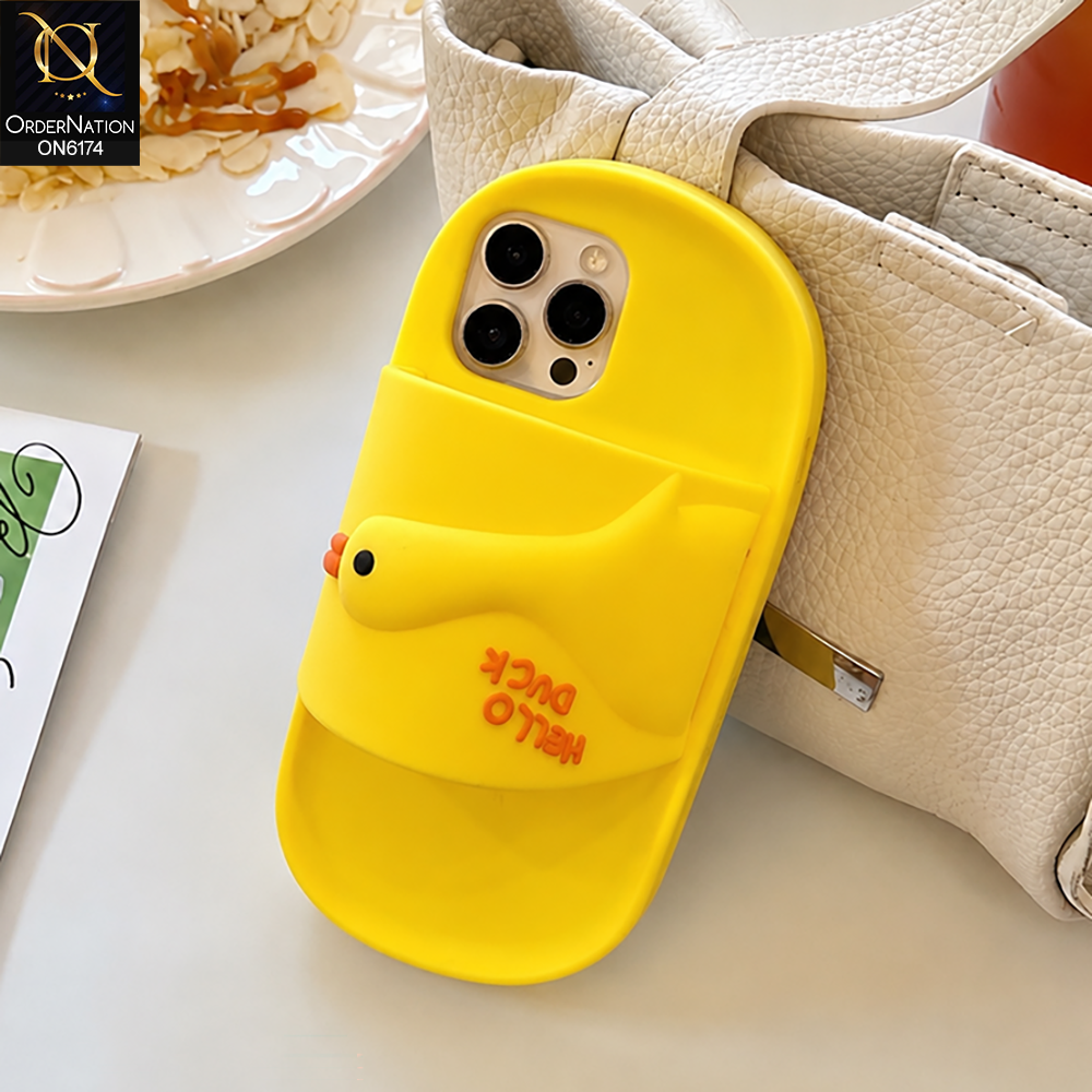 iPhone 13 Pro Cover - Yellow - Cute Slipper Design Soft Silicone Shockproof Mobile Back Cover