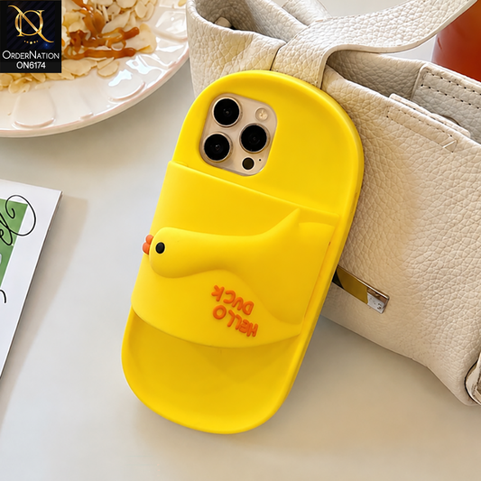 iPhone 14 Pro Max Cover - Yellow - Cute Slipper Design Soft Silicone Shockproof Mobile Back Cover