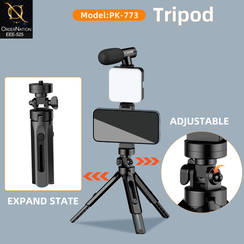 Plokama PK-773 Video Making Kit G Portable LED Fill Light with Microphone, Tripod & Universal Smartphone Holder