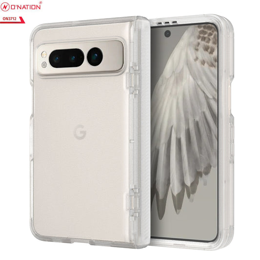 Google Pixel Fold Cover - White - ONation Matte Series - Premium Quality Matte Clear Case No Yellowing Back With Smart Shockproof Cushions