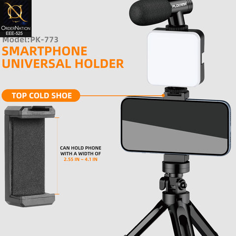 Plokama PK-773 Video Making Kit G Portable LED Fill Light with Microphone, Tripod & Universal Smartphone Holder