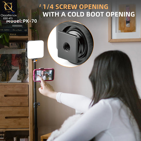 Plokama PK-70 Portable Mini LED Video Light for Vlogging & Photography (Without Cell)