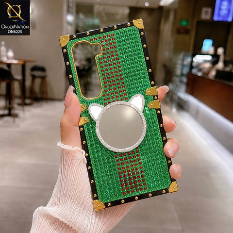 Infinix Hot 60 Pro Cover -  Green - New Glamorous Bling Phone Cover with Crystal Animal Design Ring Holder