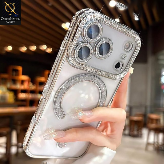 iPhone 17 Pro Max Cover - Silver - New Diamond Blingy Magsafe Clear Case