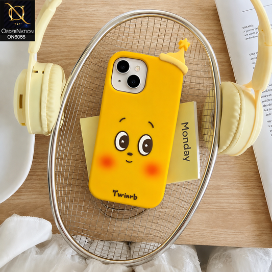 iPhone 13 Cover - Yellow - Luxury 3D Yellow Silicone Case
