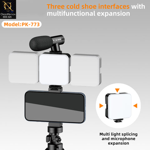 Plokama PK-773 Video Making Kit G Portable LED Fill Light with Microphone, Tripod & Universal Smartphone Holder