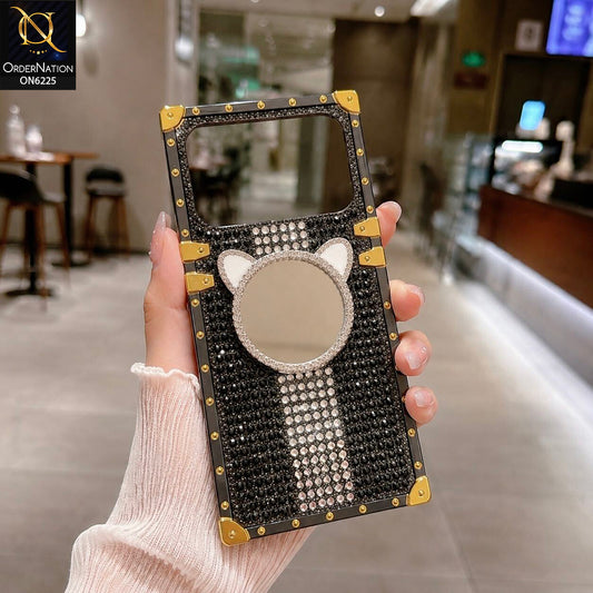 Tecno Spark 40 Cover -  Black - New Glamorous Bling Phone Cover with Crystal Animal Design Ring Holder