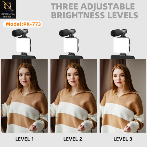 Plokama PK-773 Video Making Kit G Portable LED Fill Light with Microphone, Tripod & Universal Smartphone Holder