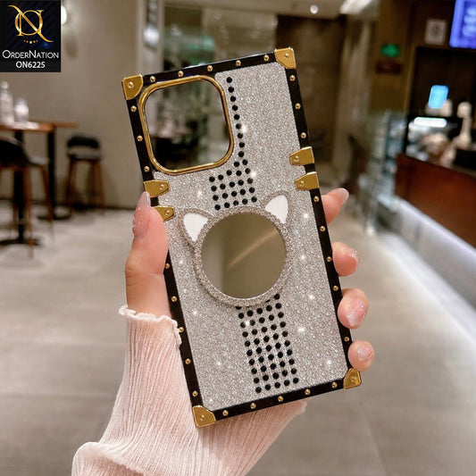 iPhone 16 Pro Max Cover -  White - New Glamorous Bling Phone Cover with Crystal Animal Design Ring Holder