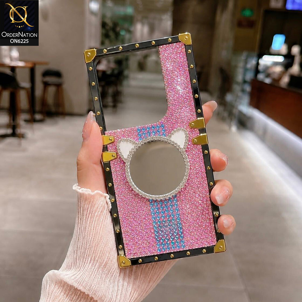 Infinix Hot 40 Cover -  Pink - New Glamorous Bling Phone Cover with Crystal Animal Design Ring Holder