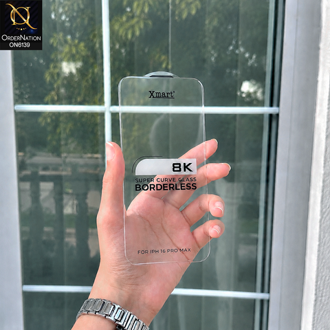 iPhone 16 Pro Max Protector - Transparent - Xmart 8K Tempered Glass Anti Static Screen Protector With Curved Clear Screen Film