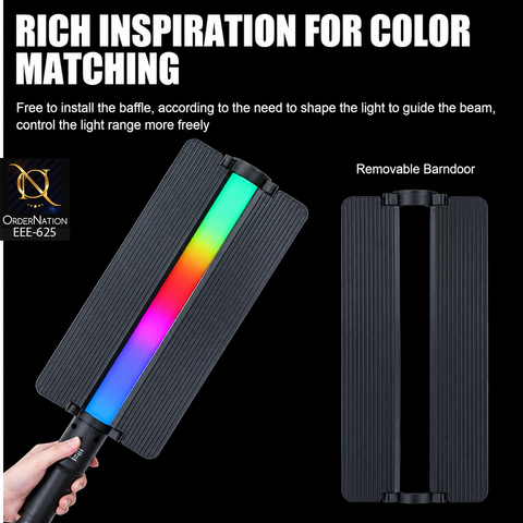 LS-188 25W Rechargeable RGB LED Video Light Stick with Remote Control & Removable Barn Doors for Photography, Vlogging & Live Streaming