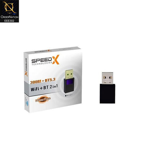 SPEED-X ALFA W107 (2-IN-1) WIFI + BLUETOOTH 5.3 USB ADAPTER 300MBPS PLUG & PLAY