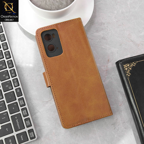 Oppo A36 Cover - Light Brown - Premium Leather Megantic Flip Book Covers With Card Holding Option