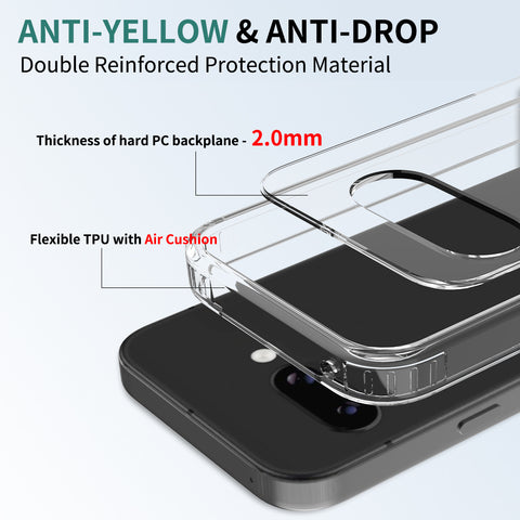 Google Pixel 9a Cover - Transparent - ONation Crystal Series - Premium Quality Clear Case No Yellowing Back With Smart Shockproof Cushions