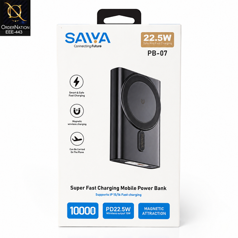 Saiva PB-07 10000mAh 22.5W Magnetic Wireless Fast Charging Power Bank